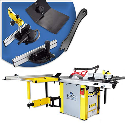 BAMATO Formatkreissäge BFKS-2000 Kreissäge mit Schiebeschlitten & Vorritzer | XXL-Lieferumfang | Serienmäßige Vorritzeinheit & stabiler Parallelanschlag | Bis 1220mm Schnittbreite am Schiebeschlitten