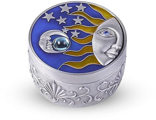 Classic Vintage Antique Round Jewelry Box, Small Trinket Jewellery Storage Organiser with Lid Personalised Decorative Tin Chest Gift Box for Ring Necklaces Earrings Keepsake (Tin Color)