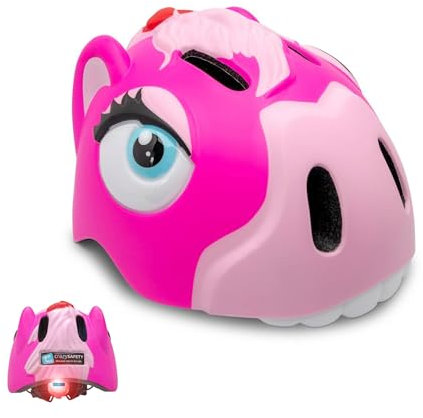 Crazy Safety Kinder Fahrradhelm | Fahrradhelm Kinder 2-7 Jahren für Fahrrad, Skateboard, Radsport, Laufrad, Tretroller, Inlineskates | Leichter und Verstellbarer 3D Tierhelm 49-55 cm (Pferd Rosa)