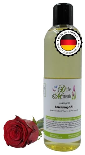 Dufte Momente Massageöl Rose – 250 ml – Paraffinölbasis – zarter Rosenduft – professionelle Gleitfähigkeit – ideal für Wellness, Massage & Studio – Made in Germany