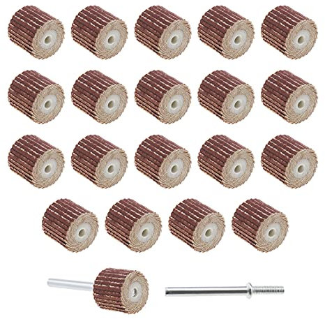 Dischi abrasivi lamellari con 2 manici lunghi, 13 x 12 x 3 mm, per lucidatura, 20 pezzi, grana 600