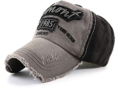 CHENNUO Tvättad sliten baseballkeps herr vintage baseballkeps truckerkeps justerbar snapback hatt fritid utomhus keps, Mörkgrått sammetstyg, 6 7/8/7 3/8