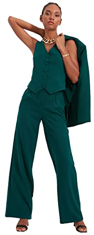 TRENDYOL Damen Trendyol Wide Leg Hose Pants, Grün, 40 EU