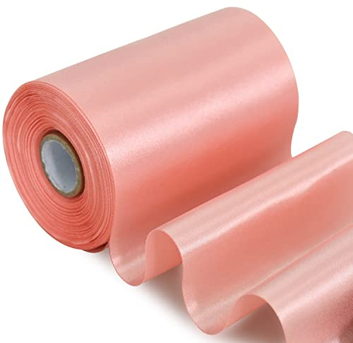 TONIFUL Breit Satinband Farbiges Stoffband für Geschenkband Öffnen des Schleifen Große Öffnung der Bänder Den Stuhl Hochzeit Party Dekoration Valentinstag Weihnachten-Roségold 10cm x 20m