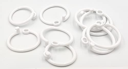 Anillas para cortinas con cierre, 12 unidades, color blanco
