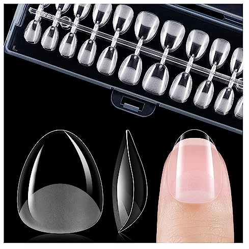 Gelike ec Extra Kurze Mandel Nagelspitzen – für Breite Nagel Vollständige Abdeckung Tips XXS Weiche Künstliche Nagelspitzen aus PMMA-Harz DIY at Home Salon 240 Stück 18 Größen
