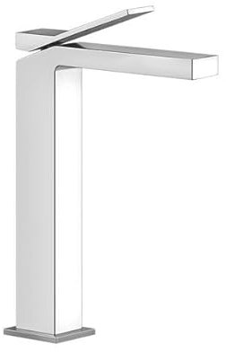 Gessi Rettangolo K miscelatore monocomando per lavabo versione alta 248 mm, senza scarico, sporgenza 128 mm, 53006, Colorazione: Ottica Finox