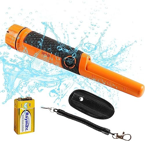 KUWAN Metallsuchgerät, Metall Pinpointer Tragbar Metalldetektor IP68 Komplett Wasserdicht 20 Meter Unterwasser mit eingebautem LED Indicator,3 Modi/360° Scan/9V Batterie