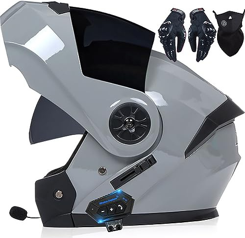 Letetexi Flip-Up Modular Helmet with Bluetooth - DOT/ECE Approved Full Face Motorcycle Gear with Double Anti-Fog Visors for Men and Women