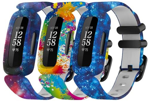 Chofit (3-Pack) Straps Compatible with Fitbit Ace 3 Strap, Replacement Soft Silicone Wristband Pattern Band Armbands for Kids for Ace 3 Activity Tracker (3E)