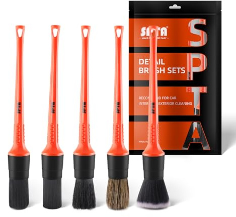 SPTA Set, 5pcs Interior, Dust Removal Brush, Premium, Ultra-Soft, Non-Scratch, For Cleaning Wheels, Interior, Exterior, Leather