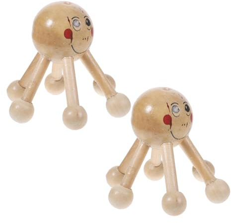 GLEAVI 2stücke Massagekralle aus Holz mit Breiten Zähnen für Kopfhaut und Nackenmassage Handpoliert und Glatt für Nasen und Schläfenmassage Lindert Müdigkeit für Haushalt