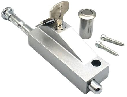 PINGPINGXIE Patio Door Lock，Sliding Patio Door Keyed with Bolt Lock ，1Set Sliding Door Lock for Window Glass Patio Doors Auxiliary Security Lock, 2 Keys Included (Silver)