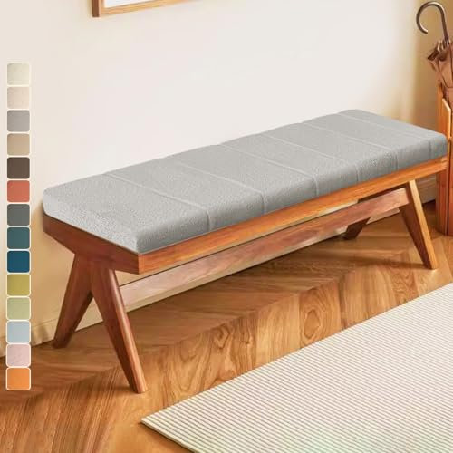 Lsjoaw Bankauflage 180 X 40 X 4CM Sitzkissen Bankpolster Wasserdicht Schmutzabweisend und Kratzfest Sitzkissen für Fensterbank Esstisch Gartenbank Schaukel Terrasse Bank Drinnen Sitz Grau