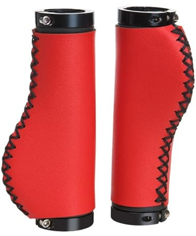 BLacOh Fahrradgriffe MTB-Griffe, elektrisches Fahrrad, rutschfest, verschleißfest, Kugelgriff, allgemeines Fahrradzubehör, Fahrrad-Lenkergriff aus Leder MTB Griffe(Red)