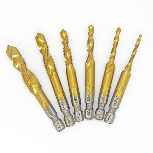 Brocas for machos de roscar M3 M4 M5 M6 M8 M10, vástago hexagonal de 1/4, machos de roscar manuales for máquina, brocas for machos de roscar HSS, herramientas for tornillos de rosca, 1 unidad(2PCS 654