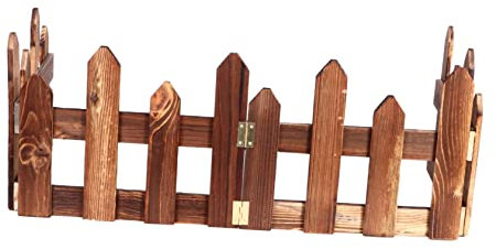 POPETPOP Recinzione in Legno Carbonizzato Anticorrosivo, Bordura Da Giardino Decorativa 120cm Cerniere, Recinzione Espositiva Per Cortile e Patio