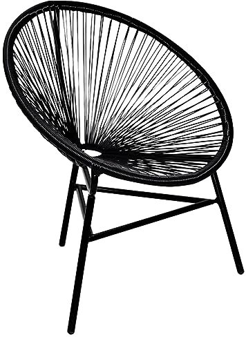 Homgoday Acapulco Gartenstuhl aus schwarzem Polyrattan, Stühle für den Außenbereich, Gartenmöbel, Terrassenmöbel