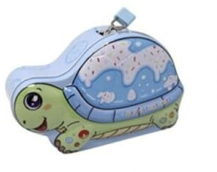Spardose aus Metall, Schildkrötenform, mit Schloss, lustige Spardose, große Größe für Jungen und Mädchen (blau)
