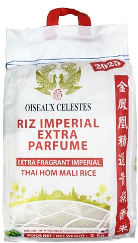 LA NOUVELLE RECOLTE ! Riz Thai Impérial 2025 Extra Parfumé 5kg/Sac - Offres de 1, 2, 3 et 4 Sacs - Un Sachet de Plantain Chips Ofert par Commande (1 sac)