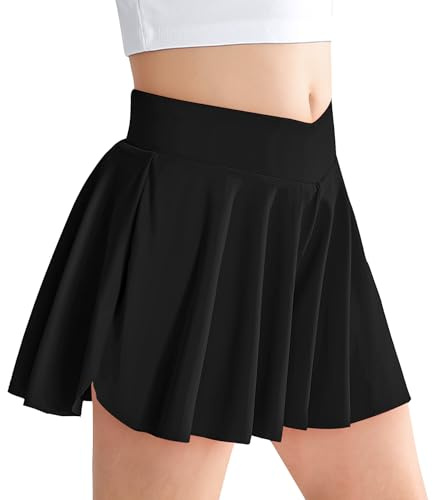 Miyanuby Girls Butterfly Shorts Flowy Dance Athletic 2 in 1 Cheer Skorts Skirt Running Preppy Clothes Kids 5-6Y Black