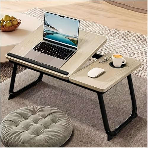 Bandeja para Cama, Mesa Plegable de Desayuno Mesa Ordenador Portátil Escritorio Plegable Multifunción para Cama y sofá (AB, Arce)
