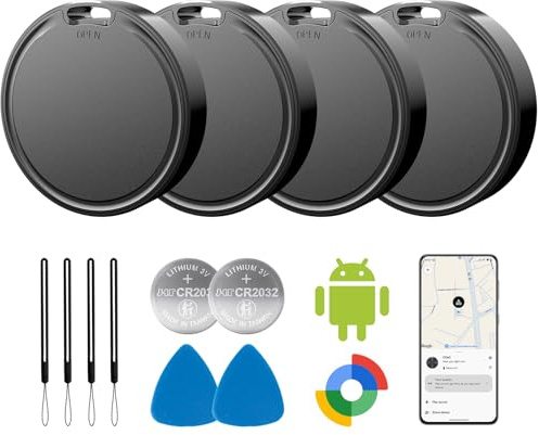 Air Tags for Android,Air Tags-4 Pack Android,Android Tracker Tags,2 Year Battery Life,Google Find Trackers for Google'S Find Hub App,IP65 Waterproof Luggage Tracker Android for Keys,Wallets,Suitcases