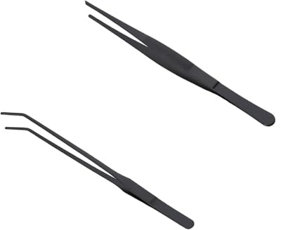 Hongoen 2 PCS Aquarium Pinzette Set, Gerade und Gebogen,Pinzette Lang,Lange Pinzette,Pinzette Aquarium,Reptilien Futterpinzette,Edelstahl Schützende Finger Pinzette für Reptilien, Wasserpflanze