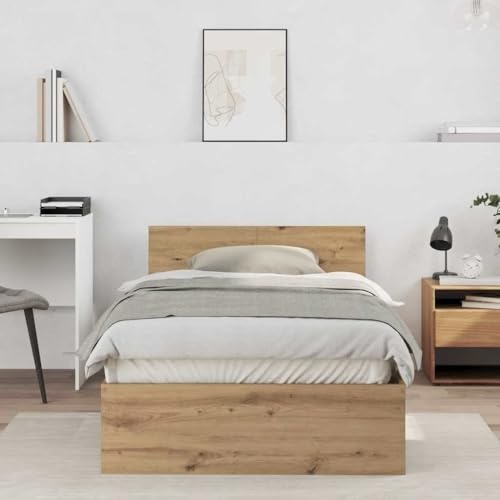 vidaXL Bettrahmen Artisan-Eiche 203 x 185 x 70 cm Holzwerkstoff, Stylische Schlafzimmermöbel, modernes Bett, schlanker Bettrahmen für bequemen Schlaf in deinem Raum