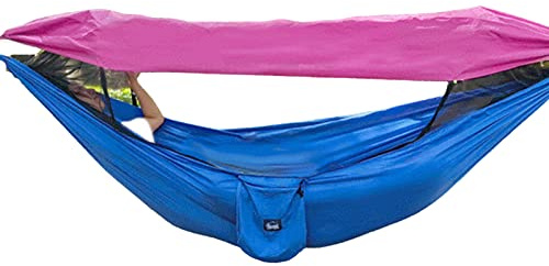Genérico Hamaca De Camping, Hamaca Doble Portátil con Mosquitera Y Tela Parasol, Tela De Poliéster 210t Recubierta De Plata, Tela De Nailon 70d (Pink)