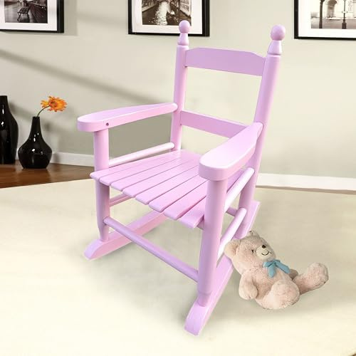 VZXATYOP Mecedora Infantil de Madera for Interior y Exterior, Ideal for niños y niñas(Pink)