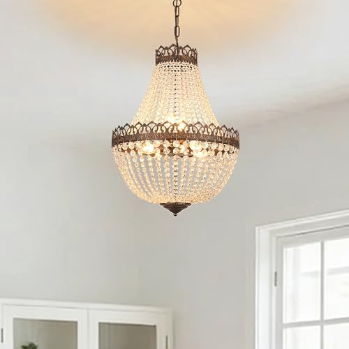 meibeileil LáMpara De ArañA Vintage De Cristal,E14 Lampara de Techo Colgante Con Cadena Ajustable L1m,LáMpara Colgante De 4 Luces Para Mesa De Comedor,Lamparas Techo Negro-Dorado Antiguo,60W,Ø46X63cm.