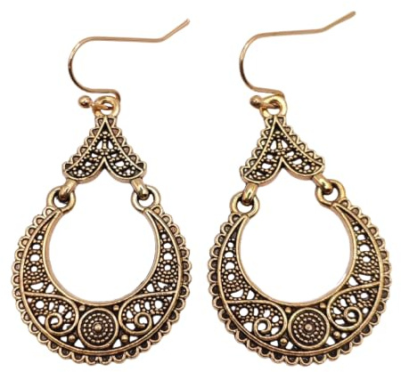 Boho Ohrringe Vintage Böhmischer Schmuck Damen Ethno Style Ohrhänger | Filigran Ornament Design, Leicht, Tropfen-Ohrhänger für Frauen, Hippie Stil, Mit Geschenkbox