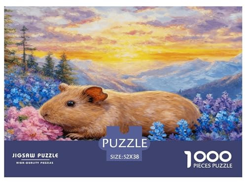 Puzzle Cobaye 1000 Pièces pour Adultes Et Enfants, Jeu De Société Convivial, Casse-tête Buisson Fleuri et Montagnes, DéCoration, Cadeau Anniversaire 52x38cm/1000pcs
