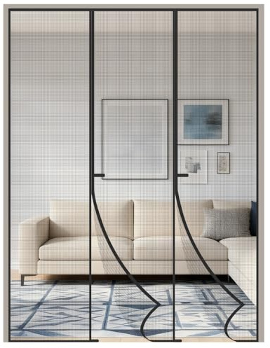 SUNNYNEST Magnetic Fly Screen Door 158×206 cm Self Closing Mesh Black | Self Closing Door Mesh Oxford fabric with strong magnets breathable washable design blocks insects for patio balcony