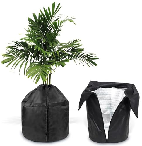 Malla Antiheladas con Cordón y Cremallera, Protector Plantas Invierno Impermeable y Reutilizable, Manta Térmica para Plantas de Aluminio para Árboles Frutales, Tomates, Flores(2PCS,Ø 35 x H 40 cm)