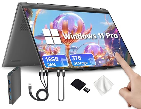 Lenovo Yoga 7i 2-in-1 16 WUXGA Touchscreen Laptop, Intel Ultra 7 155U, 16GB LPDDR5X, 3TB Storage(2TB SSD&1TB Docking), Fingerprint Reader, Backlit Keyboard, WiFi 6E, Win 11 Pro, Grey