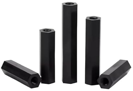 XIANGGUA M5Black Spacing Screws, Hex Nylon Standoff Spacer Column Flat Head, Double Pass Nylon Plastic Screws(55mm)