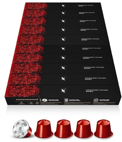 Nespresso Original - Assortiment Napoli Espresso - 100 Capsules Café | Compatible avec machines Nespresso Original - Café intense torréfaction napolitaine - Mélange robusta et arabica