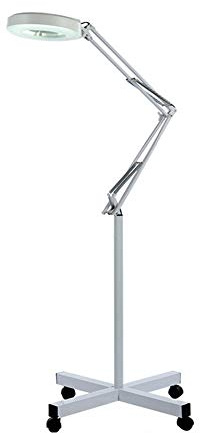 UYCVT Led Magnifier Floor Standing Lamp,360Deg;Swivel Adjustable Arm Stable Base Reading Magnifying Glass- for Beauty, Salon, Tattoo, Nail, Dental, Reading and Skincare,5X