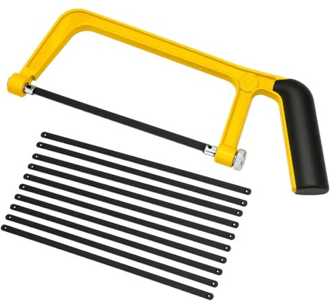 Mini Hacksaw, Junior Hacksaw with 10 Blades, Cut Hack Saw for Metal, PVC, Wood, Plastic, Compact DIY Tool for Home Repair