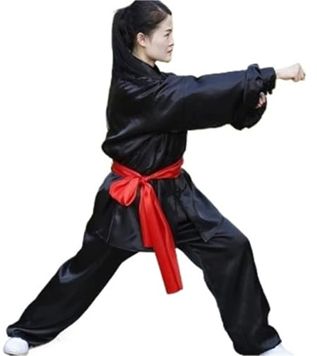 XUCZHAI Tai Chi-dräkt, serviceuniformer kampsport show, för barn och vuxna, herr dam i samma stycke, kläder (svart, XL)