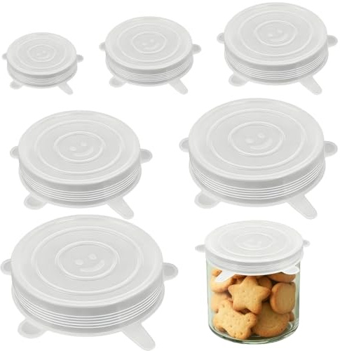 6Pcs Reusable Silicone Stretch Lids Food Covers for Bowls,Pots 6 Sizes