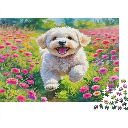 Cucciolo giocoso nel campo Puzzle 1000 Pezzi Carta per Adulti Prato fiorito Gioco di Puzzle 1000 Pezzi Relax Decorazione Regalo Famiglia 52x38cm/1000pcs