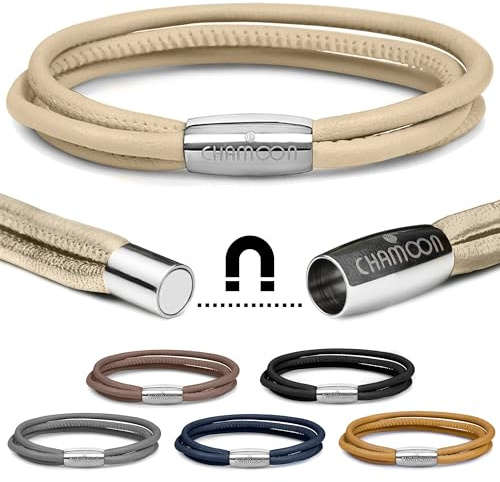 CHAMOON® Premium Lederarmband für Damen | Besonders fein & weich | Praktischer Magnetverschluss aus Edelstahl | Mit über 80 Charms erweiterbar | 7 Farben | Einfach- & doppelt-gewickelt