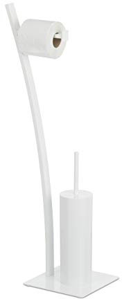 Relaxdays weiß, Garnitur, Toilettenpapierhalter, Bürste, WC-Bürstenhalter, hygienisch, HxBxT: 78x29x20 cm, White, Standard
