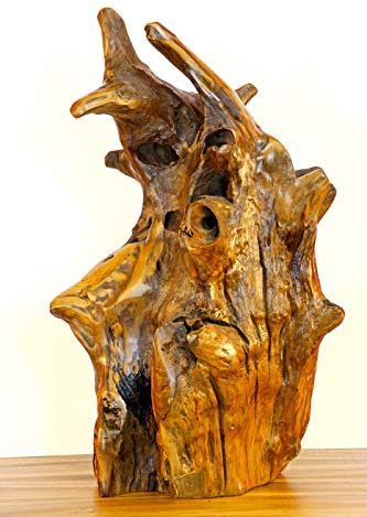 Kinaree Scultura in legno di radice teak 60 cm – Scultura in legno naturale fatta a mano dall'Indonesia – Pezzo unico in legno massello per decorare il soggiorno, il corridoio o il giardino d'inverno