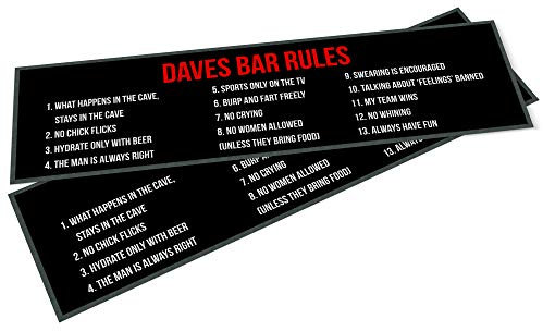 Purple Print House Personalised Bar Runner - Funny Man Cave Gift - Bar Rules Sign Custom Text Rubber Bar Mat - Home Bar Accessories for home pub (Medium - 880 x 250 mm)
