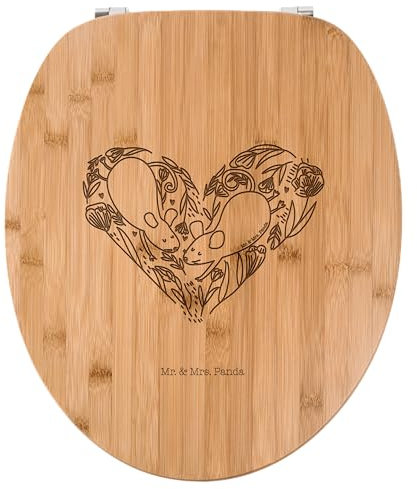 Mr. & Mrs. Panda WC Sitz Mäuse Herz - Geschenk, Liebespaar, Love, Liebesgeschenk, Pärchen, glücklich, Toilettendeckel, Ehemann, WC-Sitz, Heiraten,
