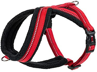 Company of Animals HALTI Comfy Harness, Lightweight, Fleece-Lined, Reflective & Adjustable Dog Harness, Front & Back Ring for a Dog Lead, Size Small, Red